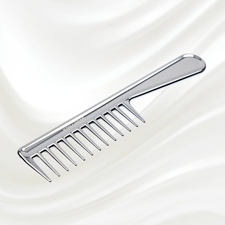Metallic Wide Tooth Comb with Handle by KOH-I-NOOR Beauty USA