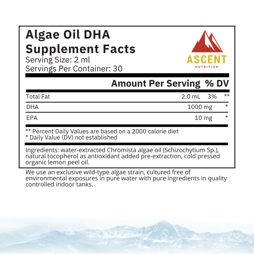 Algae Oil DHA Omega-3's - Vegan and Vegetarian, 1000 mg by Ascent Nutrition