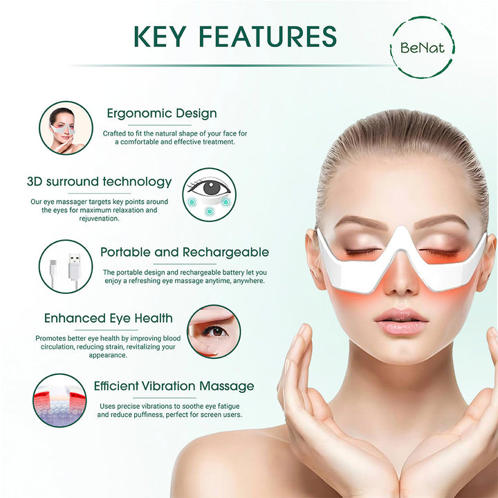 Under-Eye Red Light Therapy Skin Rejuvenation and Relaxation Massager by BeNat